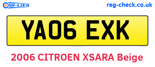 YA06EXK are the vehicle registration plates.