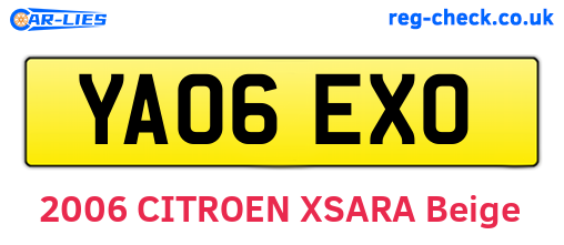 YA06EXO are the vehicle registration plates.
