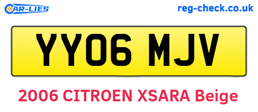 YY06MJV are the vehicle registration plates.