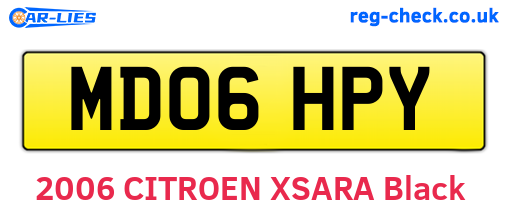 MD06HPY are the vehicle registration plates.