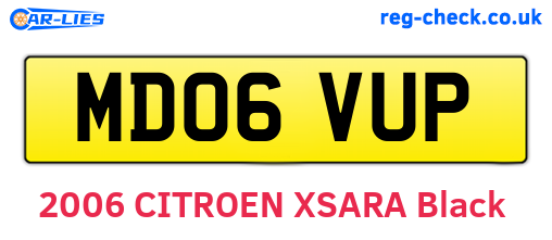 MD06VUP are the vehicle registration plates.