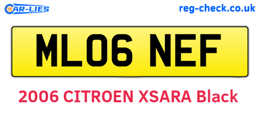 ML06NEF are the vehicle registration plates.