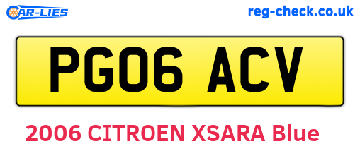 PG06ACV are the vehicle registration plates.