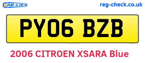 PY06BZB are the vehicle registration plates.