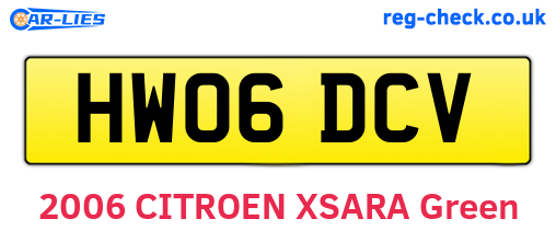 HW06DCV are the vehicle registration plates.