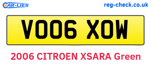VO06XOW are the vehicle registration plates.