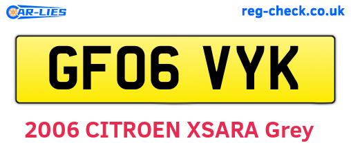 GF06VYK are the vehicle registration plates.