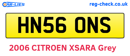 HN56ONS are the vehicle registration plates.