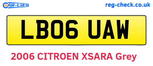 LB06UAW are the vehicle registration plates.