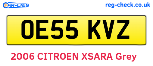 OE55KVZ are the vehicle registration plates.