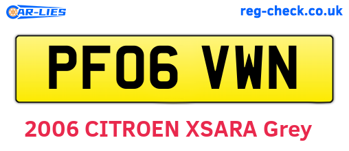 PF06VWN are the vehicle registration plates.