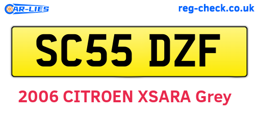 SC55DZF are the vehicle registration plates.