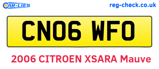 CN06WFO are the vehicle registration plates.