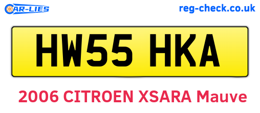 HW55HKA are the vehicle registration plates.