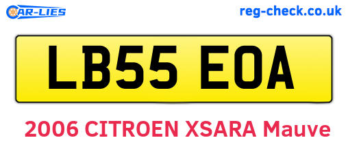 LB55EOA are the vehicle registration plates.