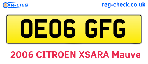 OE06GFG are the vehicle registration plates.