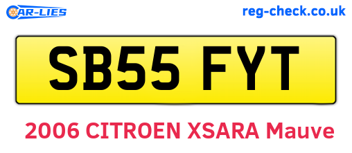 SB55FYT are the vehicle registration plates.
