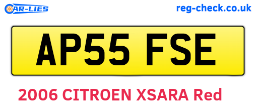 AP55FSE are the vehicle registration plates.