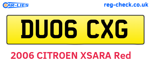 DU06CXG are the vehicle registration plates.