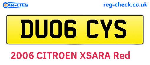 DU06CYS are the vehicle registration plates.