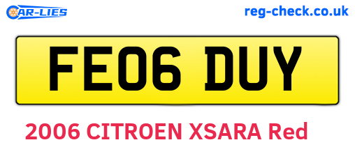 FE06DUY are the vehicle registration plates.