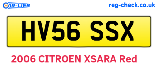 HV56SSX are the vehicle registration plates.
