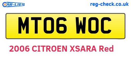 MT06WOC are the vehicle registration plates.