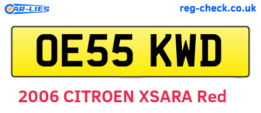 OE55KWD are the vehicle registration plates.