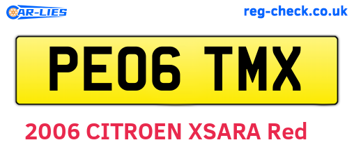 PE06TMX are the vehicle registration plates.