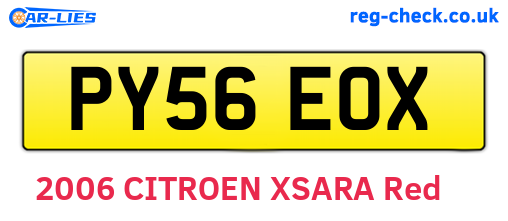 PY56EOX are the vehicle registration plates.