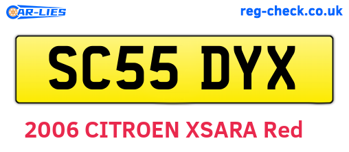 SC55DYX are the vehicle registration plates.
