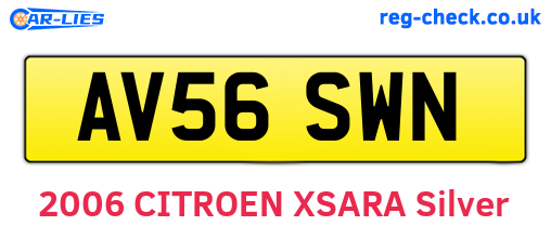 AV56SWN are the vehicle registration plates.
