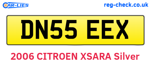 DN55EEX are the vehicle registration plates.