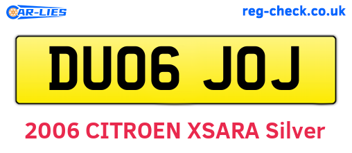 DU06JOJ are the vehicle registration plates.