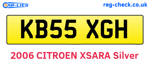 KB55XGH are the vehicle registration plates.