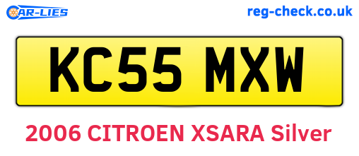 KC55MXW are the vehicle registration plates.