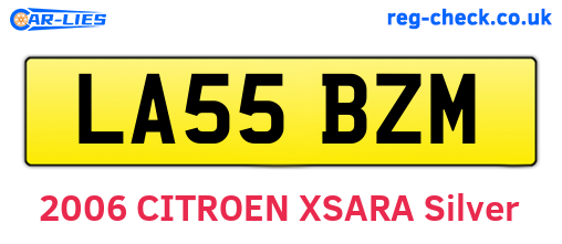 LA55BZM are the vehicle registration plates.