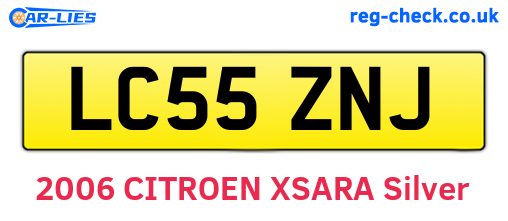 LC55ZNJ are the vehicle registration plates.