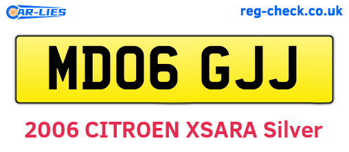 MD06GJJ are the vehicle registration plates.