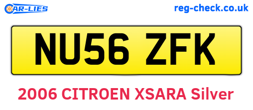 NU56ZFK are the vehicle registration plates.
