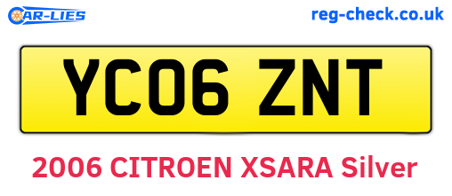 YC06ZNT are the vehicle registration plates.