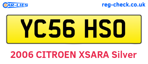 YC56HSO are the vehicle registration plates.