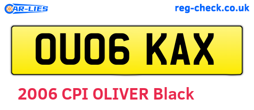 OU06KAX are the vehicle registration plates.