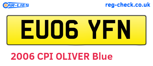 EU06YFN are the vehicle registration plates.