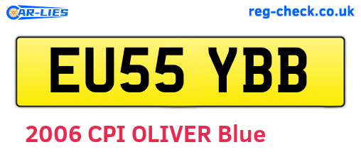 EU55YBB are the vehicle registration plates.
