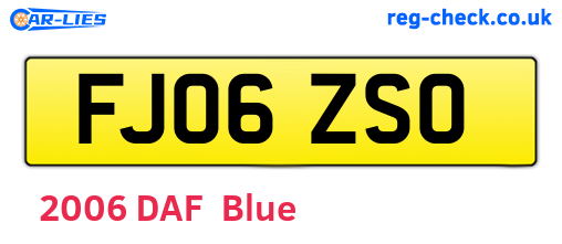 FJ06ZSO are the vehicle registration plates.