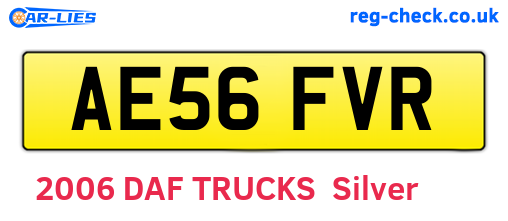 AE56FVR are the vehicle registration plates.