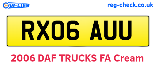 RX06AUU are the vehicle registration plates.