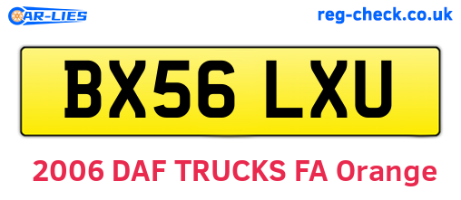 BX56LXU are the vehicle registration plates.