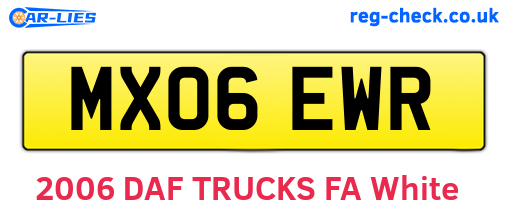 MX06EWR are the vehicle registration plates.